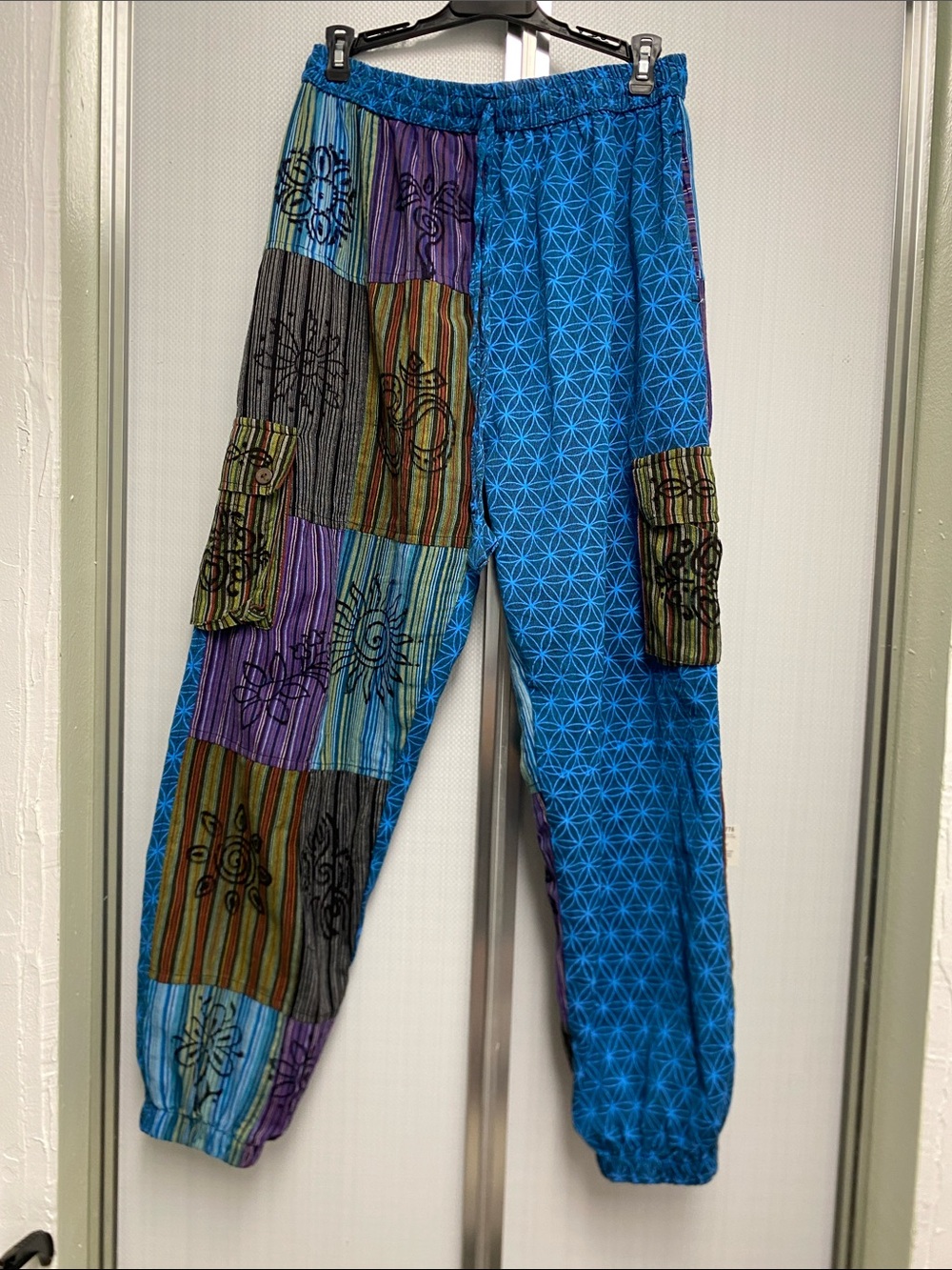 iHeartRaves Blue Patchwork Wide Leg Pants harem pants RAVE
